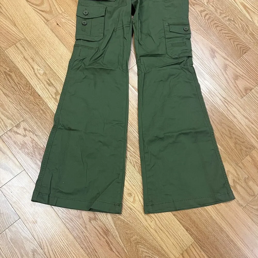 Forever 21 Women's Pants Cargo Low Rise Flare Belted Army Green Military Size S